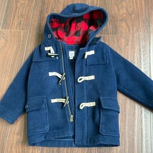 Baby Gap Wool Peacoat w Buffalo Check Hood